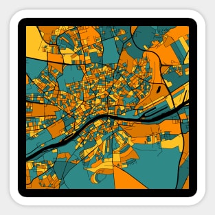 Frankfurt Map Pattern in Orange & Teal Sticker